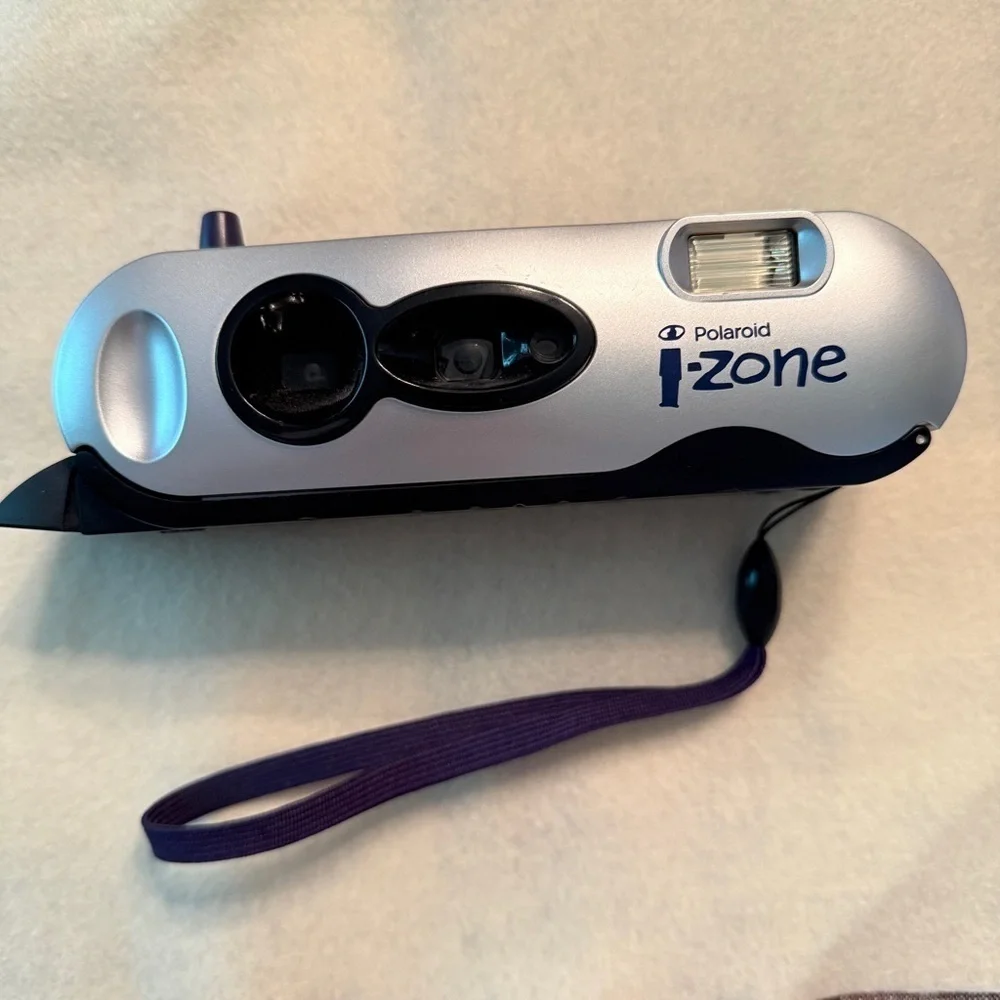 Polaroid i-Zone Silver and Black Camera with Purple Strap
